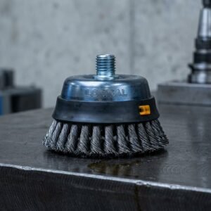 Knotted Wire Cup Brush — 3in, Carbon Steel, 5/8-11