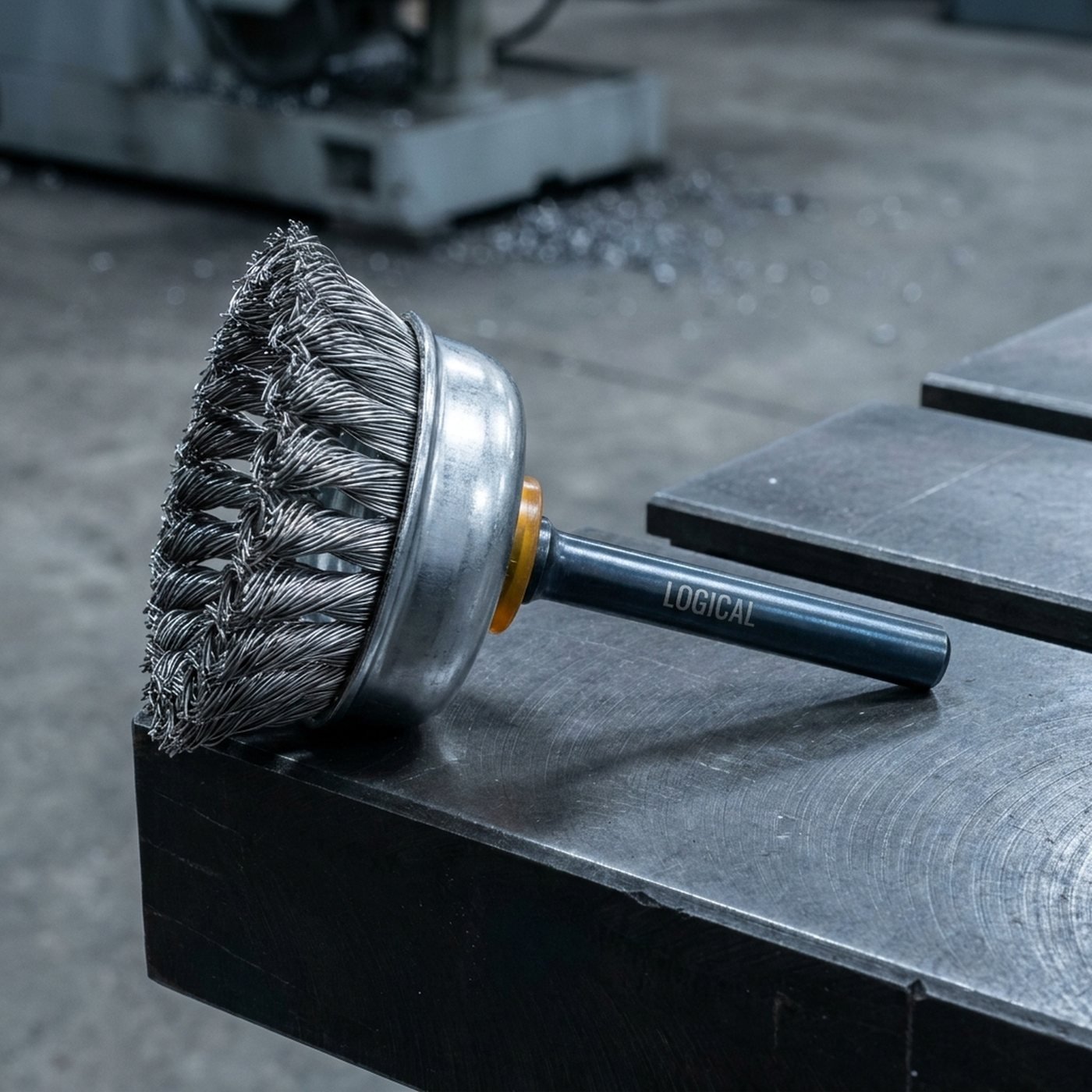 Knotted Wire Cup Brush — 5in, Stainless, 5/8-11