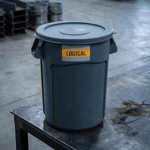 Waste Receptacle — 44 Gallon, Vented Round, Gray