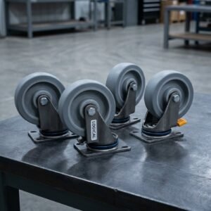 Swivel Caster — 5in Polyurethane, Plate, 4 pk