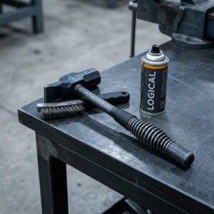 Chipping Hammer & Brush — Coil Handle, with Wire Brush